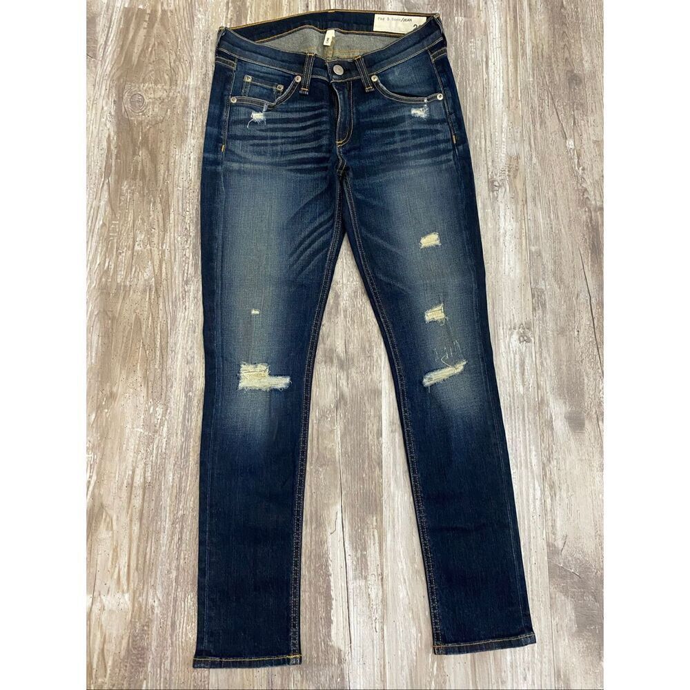 Rag & Bone Skinny Capri Jeans Distressed Mid Rise Stretch Women’s Sz 26